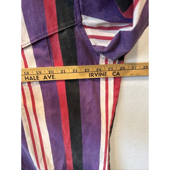 Wrangler Brushpopper Shirt 17.5 35 XL Caped Yoke Western Cowboy Purple Striped - Picture 6 of 10